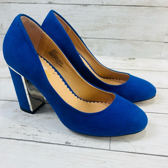 Womens Blue HEAD OVER HEELS by DUNE ARISTA Gold Trim Block Heels  Size 7M - Picture 3 of 14
